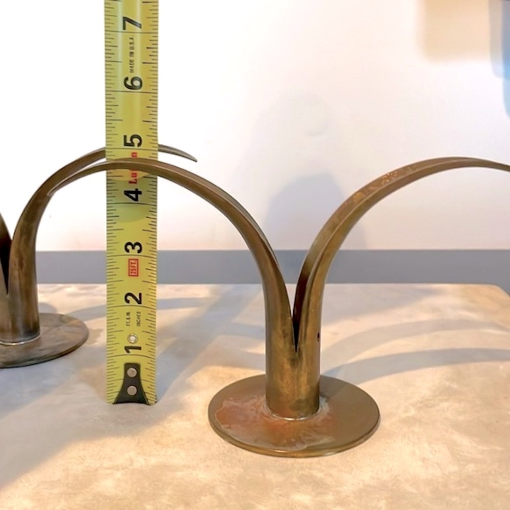 Ystad Metall Pair of Brass Bjork Liljan Candleholders Designed by Ivar Ahlenius - Picture 15 of 16